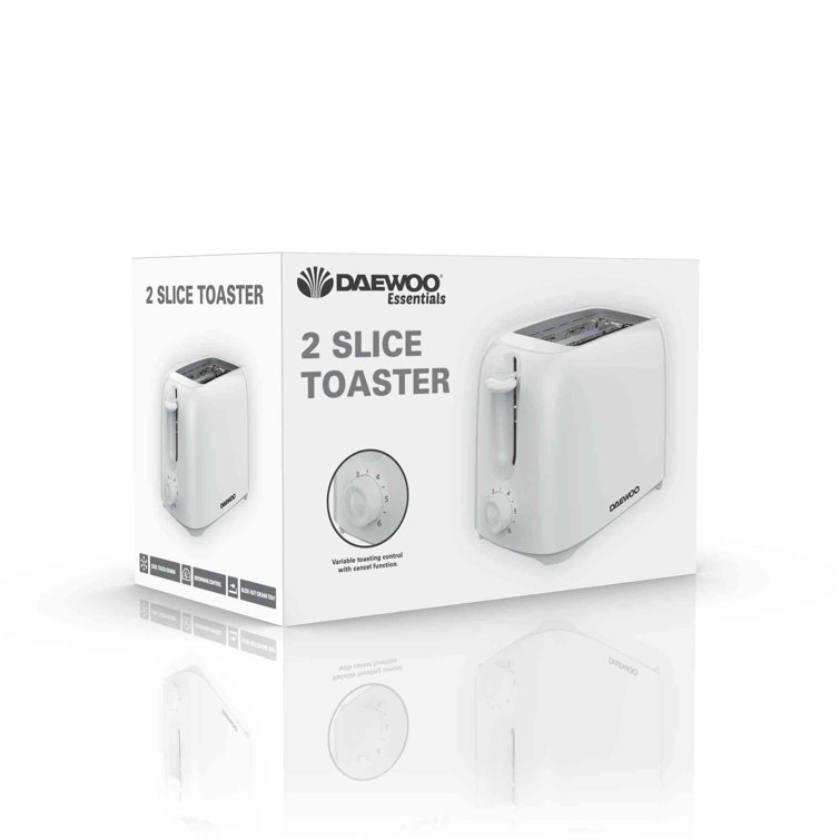 Daewoo Essentials 2 Slice Toaster Lightweight Plastic White Wayfair.co.uk